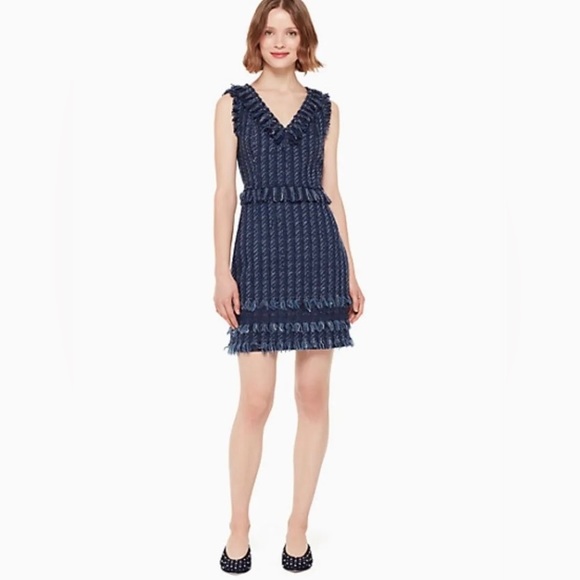Kate Spade Tweed Blue Mini Dress size 2 - Picture 4 of 11